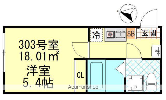 CK四ツ木(1K/3階)の間取り写真