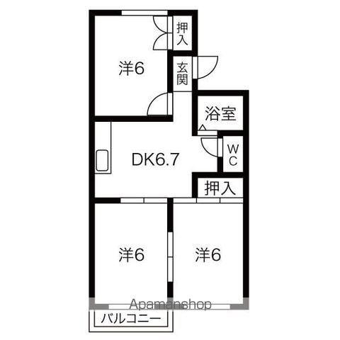 メゾンM1(3DK/2階)の間取り写真