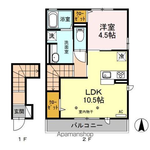 クレセール(1LDK/2階)の間取り写真