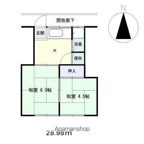 山内荘(2K/2階)の間取り写真