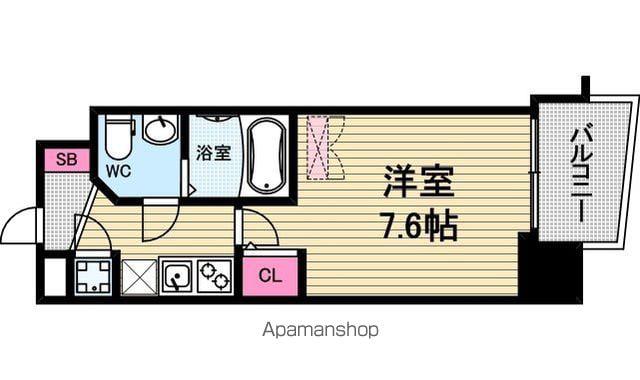 セレニテ堺筋本町リアン(1K/6階)の間取り写真