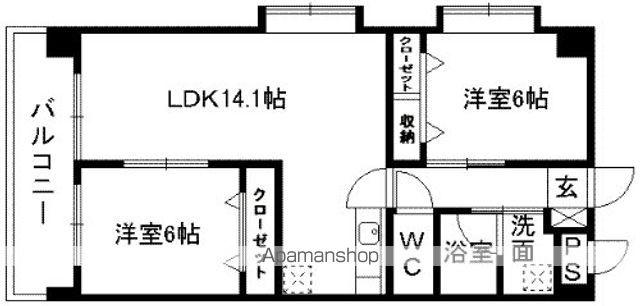 ファミリア健軍(2LDK/5階)の間取り写真
