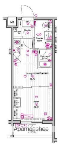 THE PREMIUM CUBE G 東中野(1DK/2階)の間取り写真