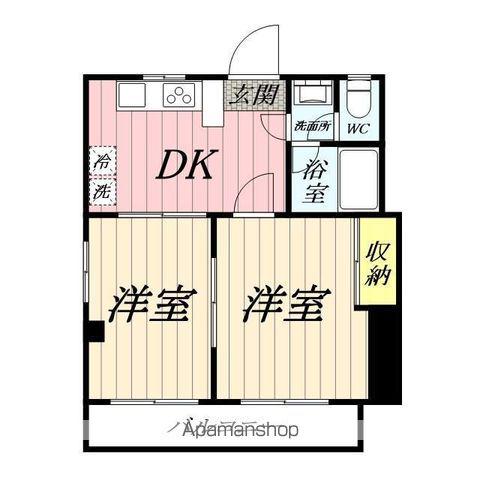 シャンバラ三郷(2DK/3階)の間取り写真