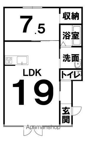西8北4 B棟(1LDK/2階)の間取り写真