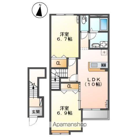 ビビエンダⅡ(2LDK/2階)の間取り写真