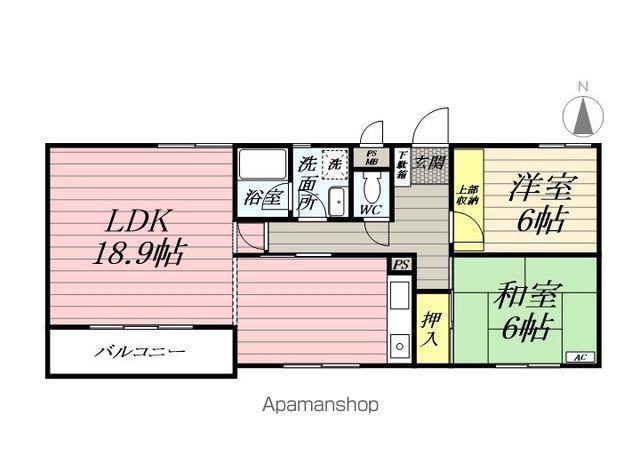 東海大学前ダイヤモンドマンション(2LDK/7階)の間取り写真