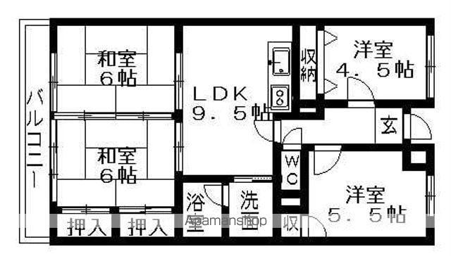 大椿ビルⅤ(4DK/3階)の間取り写真