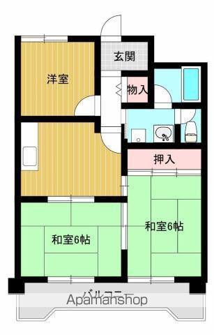 角野マンション(3DK/2階)の間取り写真
