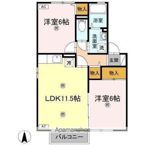 サンライズ21THB棟(2LDK/2階)の間取り写真