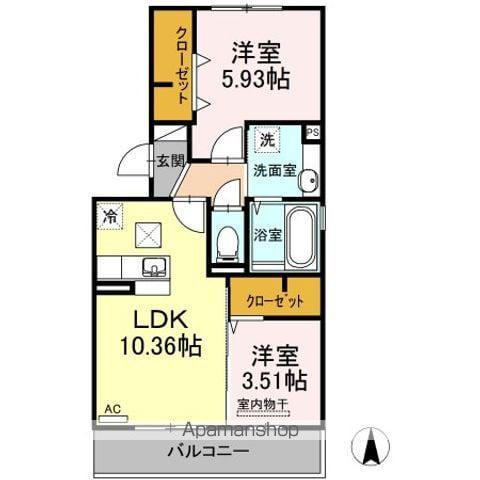 メルベーユⅡ(2LDK/3階)の間取り写真