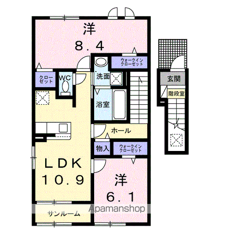 ルミナーラ西中央(2LDK/2階)の間取り写真