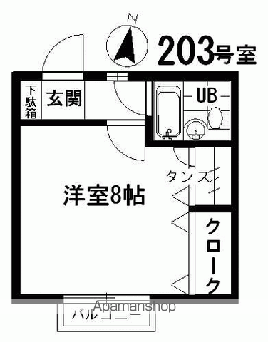 パル西郷(ワンルーム/2階)の間取り写真