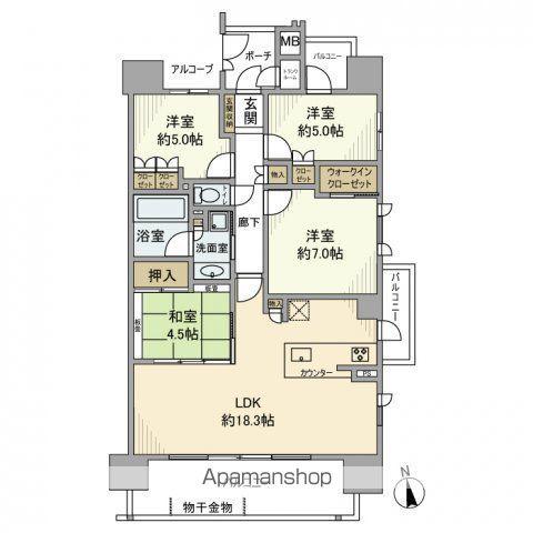 プレサンスグラン川名(4LDK/7階)の間取り写真