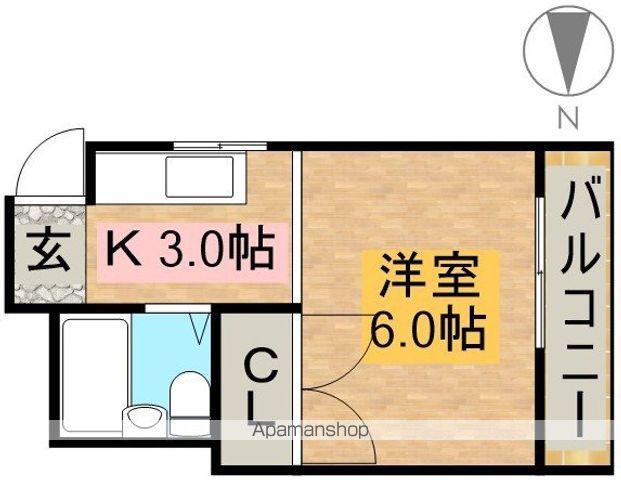 ミラージュ東園田(1K/2階)の間取り写真