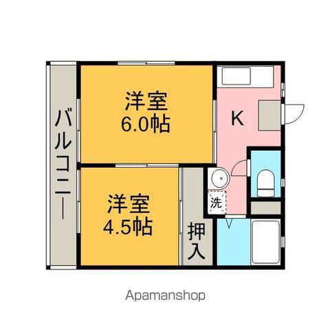 ハイツ森(2K/1階)の間取り写真