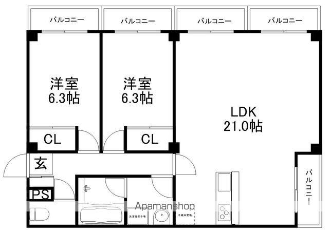 ユニ・コーポ カワムラ(2LDK/2階)の間取り写真
