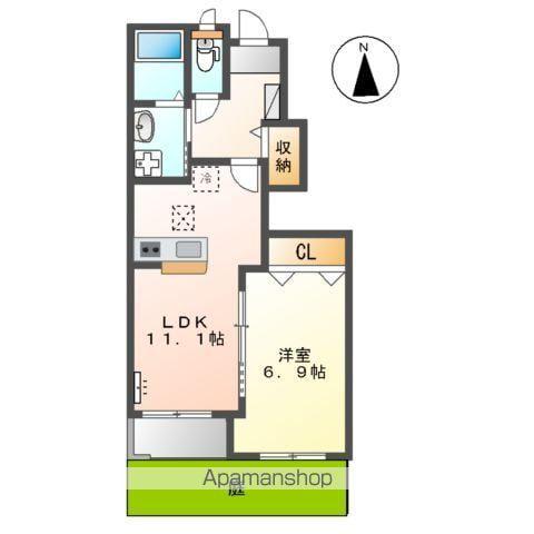 プルメリア(1LDK/1階)の間取り写真