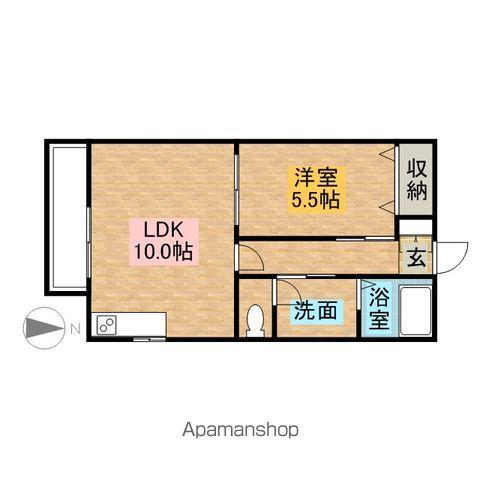 パレス花梨D棟(1LDK/2階)の間取り写真