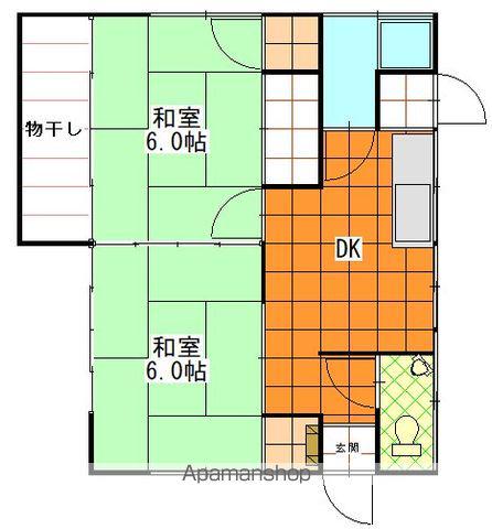 中央本線 甲府駅 徒歩52分 1階建 築56年(2DK)の間取り写真