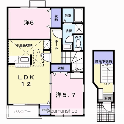 サンシェールA(2LDK/2階)の間取り写真