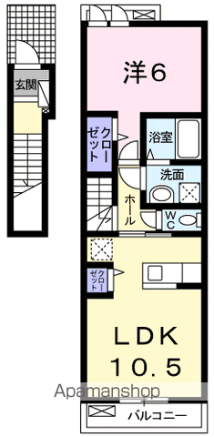 アルバータ Ⅱ(1LDK/2階)の間取り写真