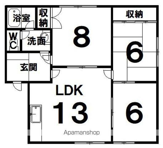 根室本線 釧路駅 バス乗車時間:20分 春採6丁目バス停で下車 徒歩1分 2階建 築31年(3LDK/2階)の間取り写真