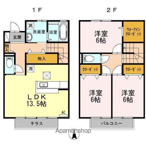 ファミーユ東手城 B棟(3LDK)の間取り写真