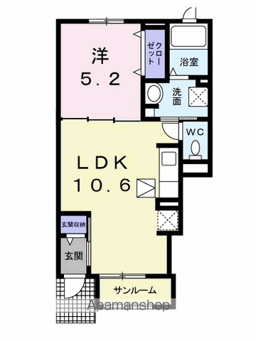 ファインプレイス(1LDK/1階)の間取り写真