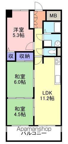 エクセレント米子(3LDK/12階)の間取り写真