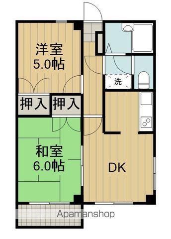 ハイツハン(2DK/3階)の間取り写真