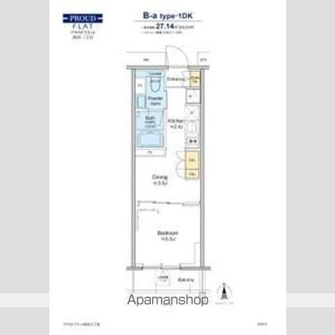 プラウドフラット四谷三丁目(1DK/4階)の間取り写真