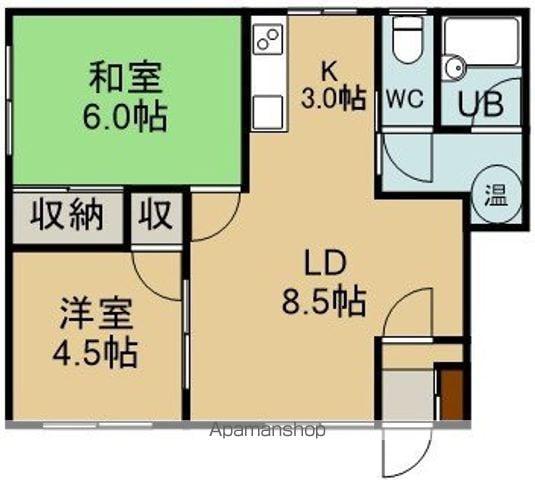 衣笠アパート(2LDK/2階)の間取り写真