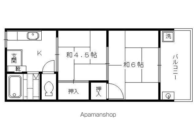 富家マンション(2K/2階)の間取り写真