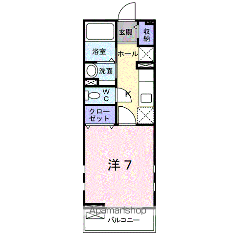 ヴァンクールⅡ(1K/2階)の間取り写真