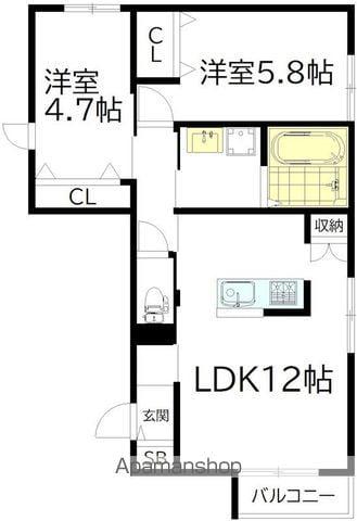 クランブルック上北沢(2LDK/2階)の間取り写真