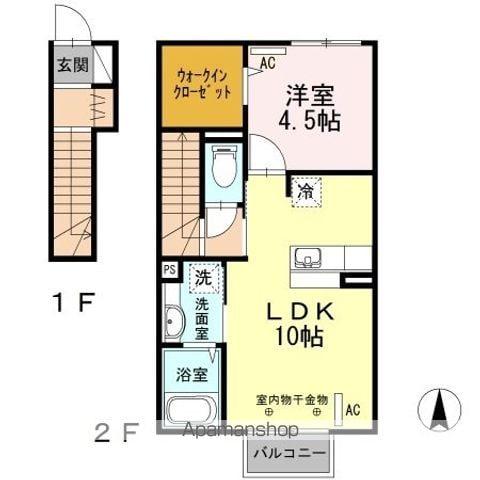 PRIMO Ⅱ(1LDK/2階)の間取り写真