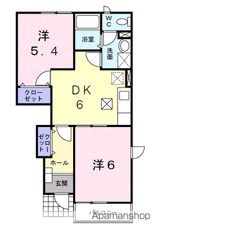 パークメゾン末広D(2DK/1階)の間取り写真