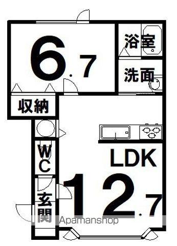 ユトリロ弥生2(1LDK/2階)の間取り写真