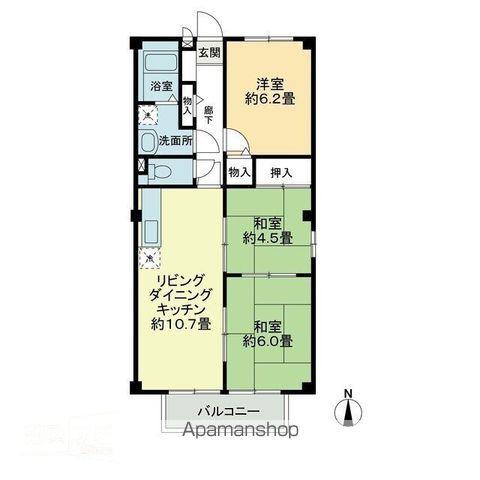 フォブールくぼた(3LDK/2階)の間取り写真