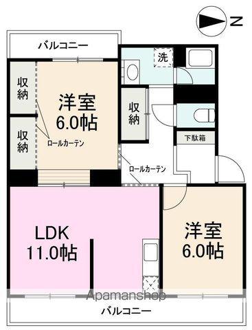ヴィラ・アンソレイエ木太町(2LDK/4階)の間取り写真