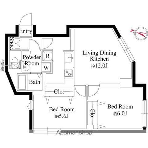 グランパセオ祐天寺イースト(2LDK/1階)の間取り写真