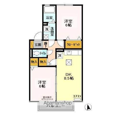 ソレイユ(2DK/1階)の間取り写真