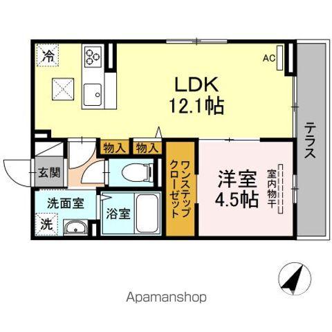 ラフィネ大門(1LDK/1階)の間取り写真