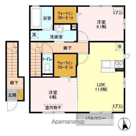 ヴィラージュ学園 B棟(2LDK/2階)の間取り写真