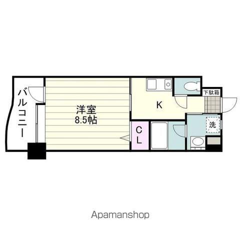 ガーデンプレイス上荒田(1K/5階)の間取り写真