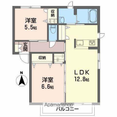 シャーメゾンけやき(2LDK/2階)の間取り写真