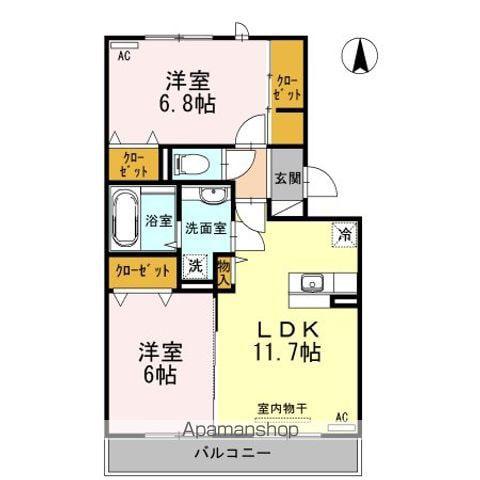 プランドール.Ⅰ Ⅲ(2LDK/3階)の間取り写真