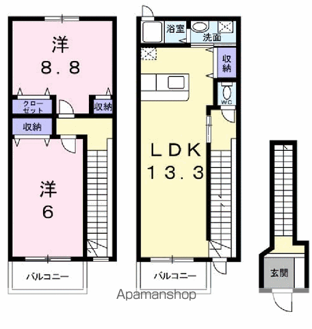フリッシュⅡ(2LDK/2階)の間取り写真