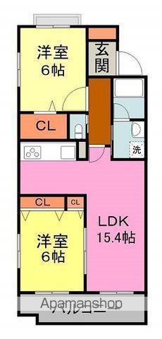 エーデルコート(2LDK/2階)の間取り写真